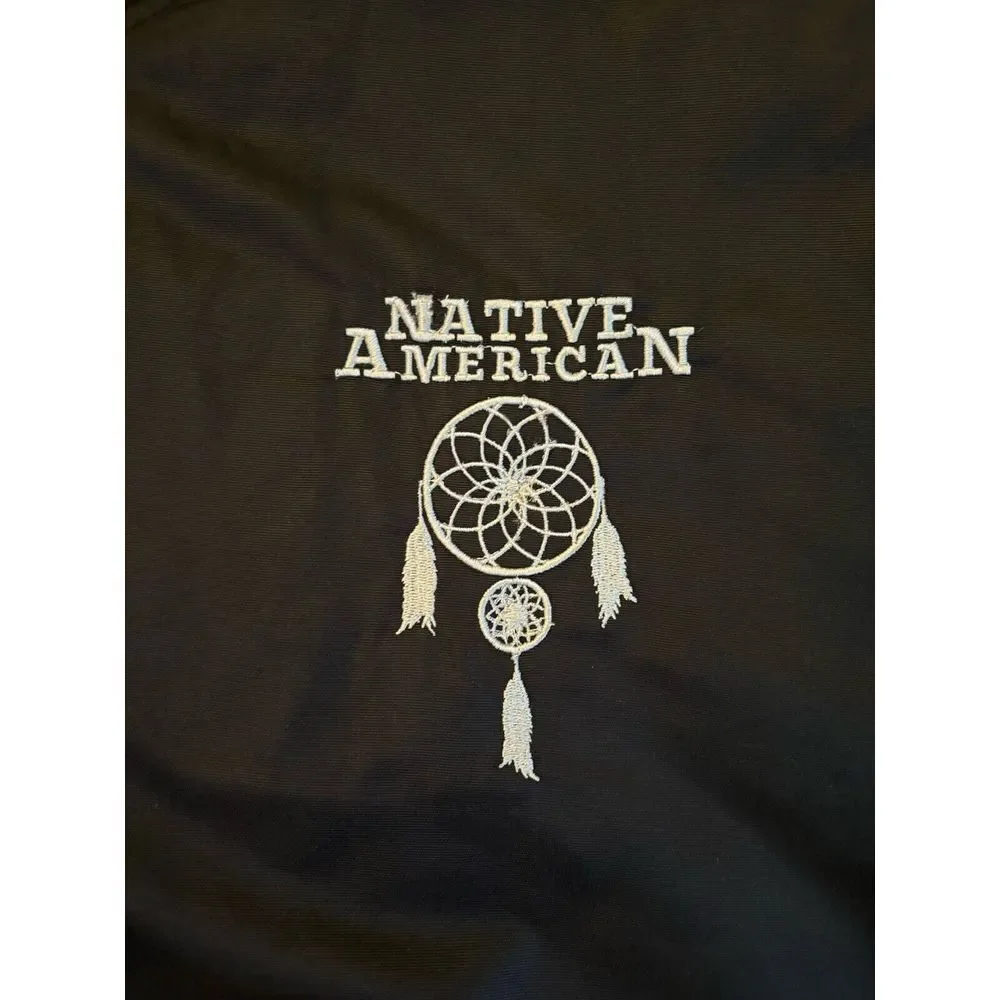 Native American Indian Varsity Bomber Jacket Men's‎ 4XL Black Dreamcatcher Biker